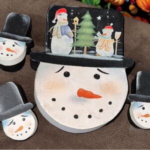 Snowman shape box set of 4 hand painted